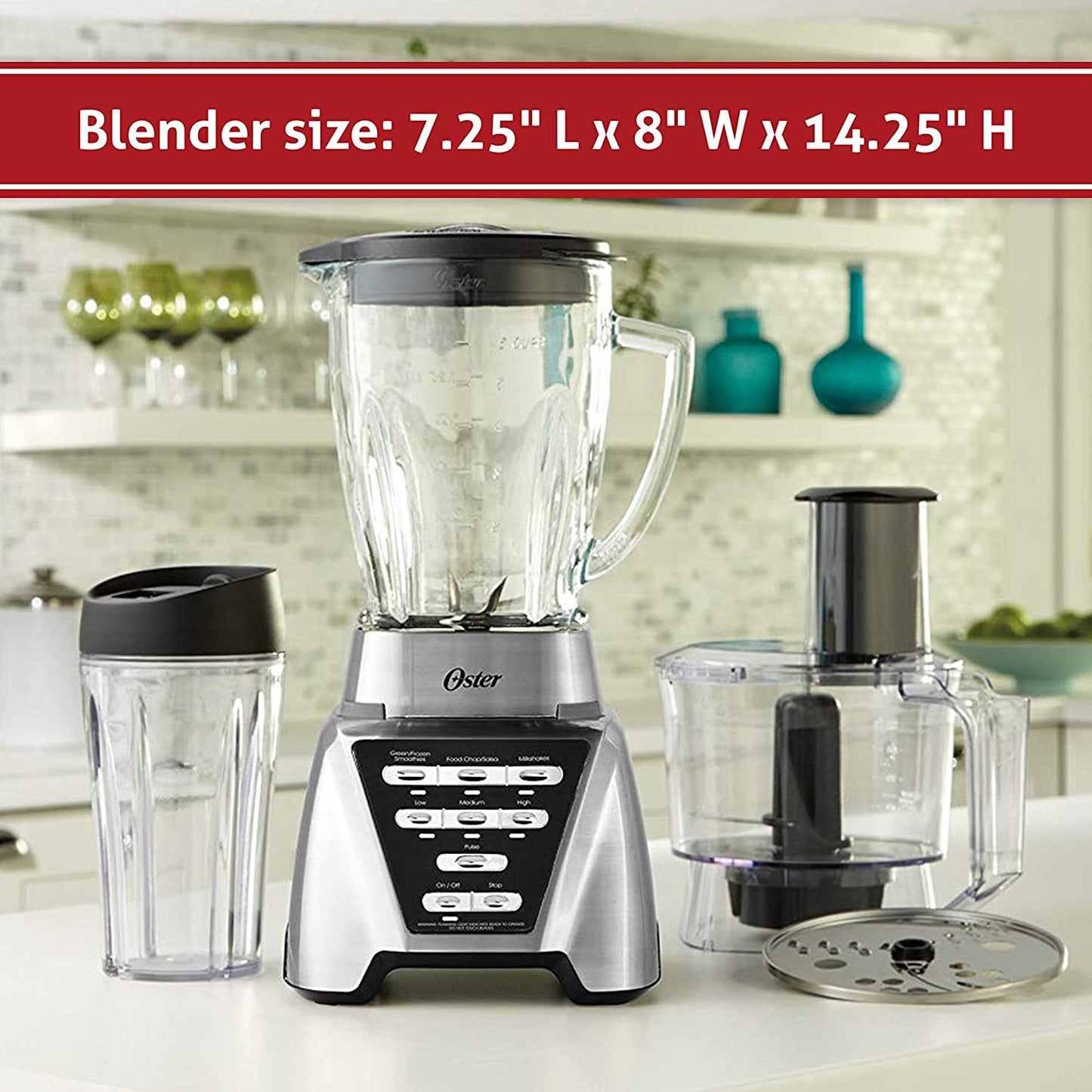 Blender with glass jug and accessory for kitchen robot,