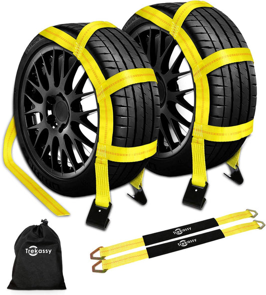 Net Straps, Car Trailer, Flat Hooks, 2-Pack for Tires, 14"-17",