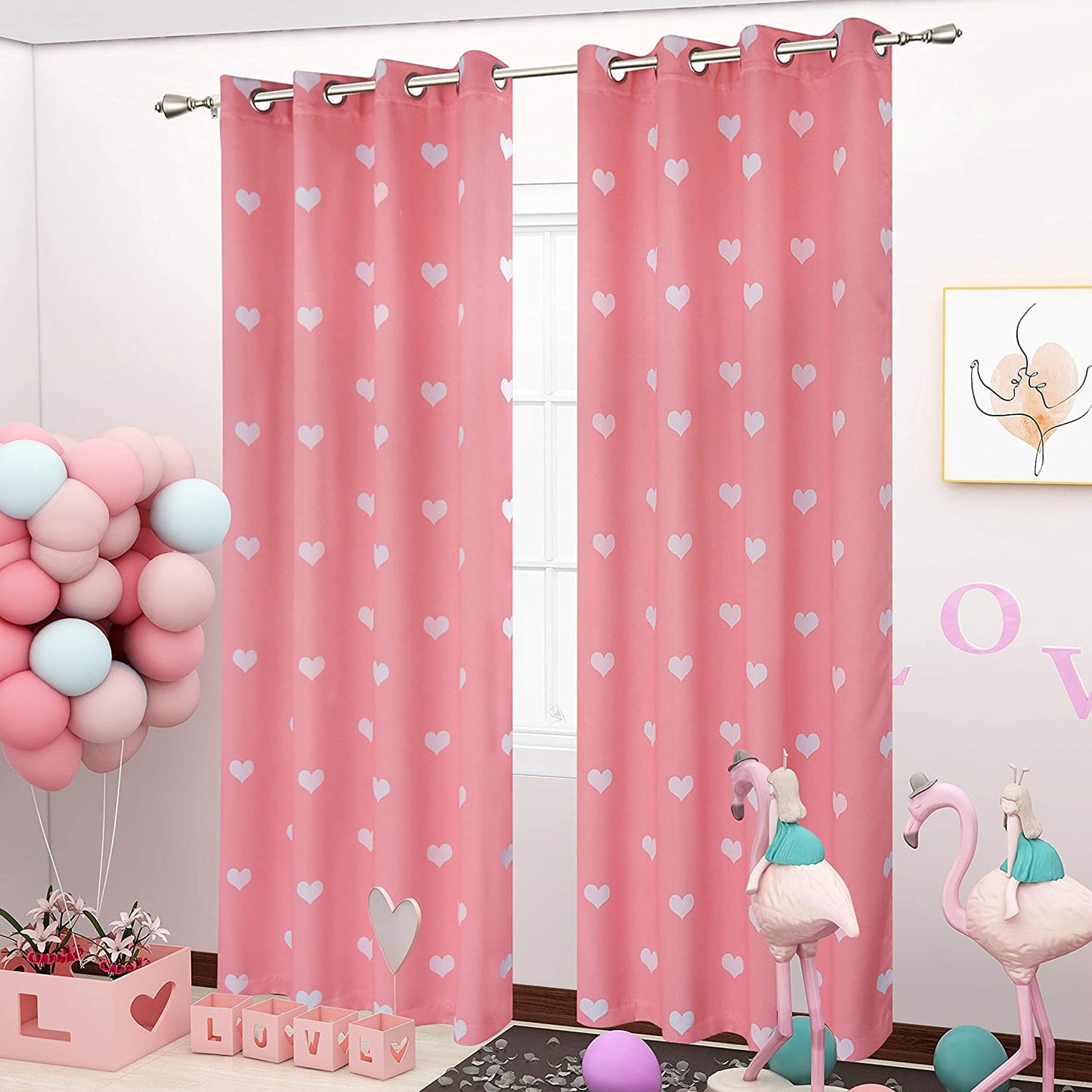 Valentine's Day Blackout Curtains, 52" x 84", Pink