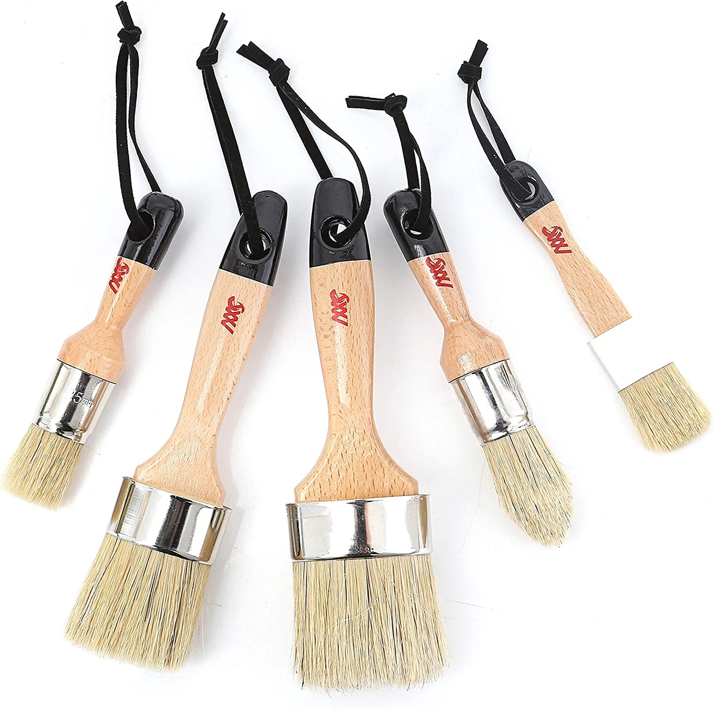 Set of 5 chalk wax brushes including small brushes