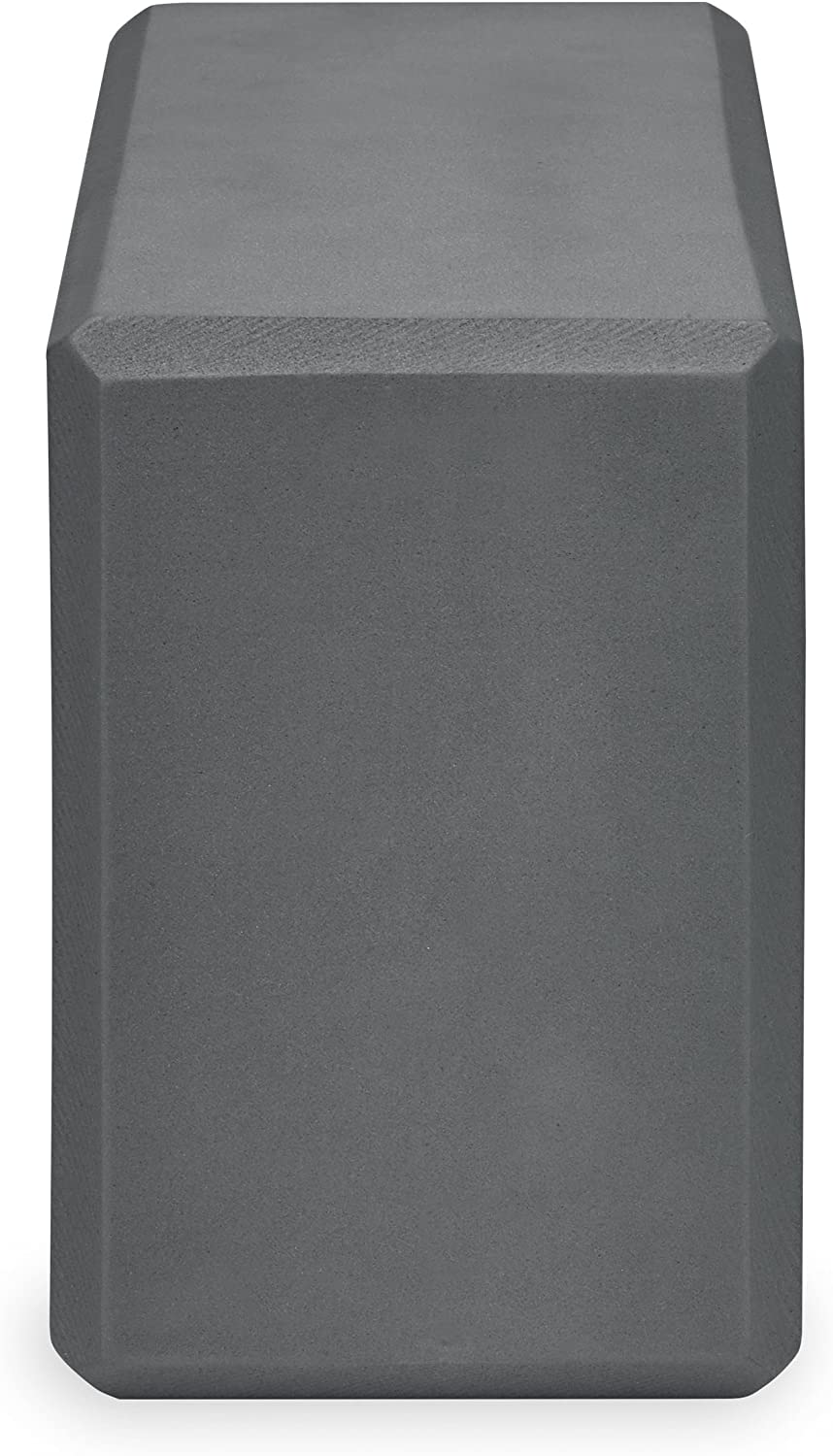 Yoga block, Strap, Foam, Gray, 9" W x 6" H x 4" D