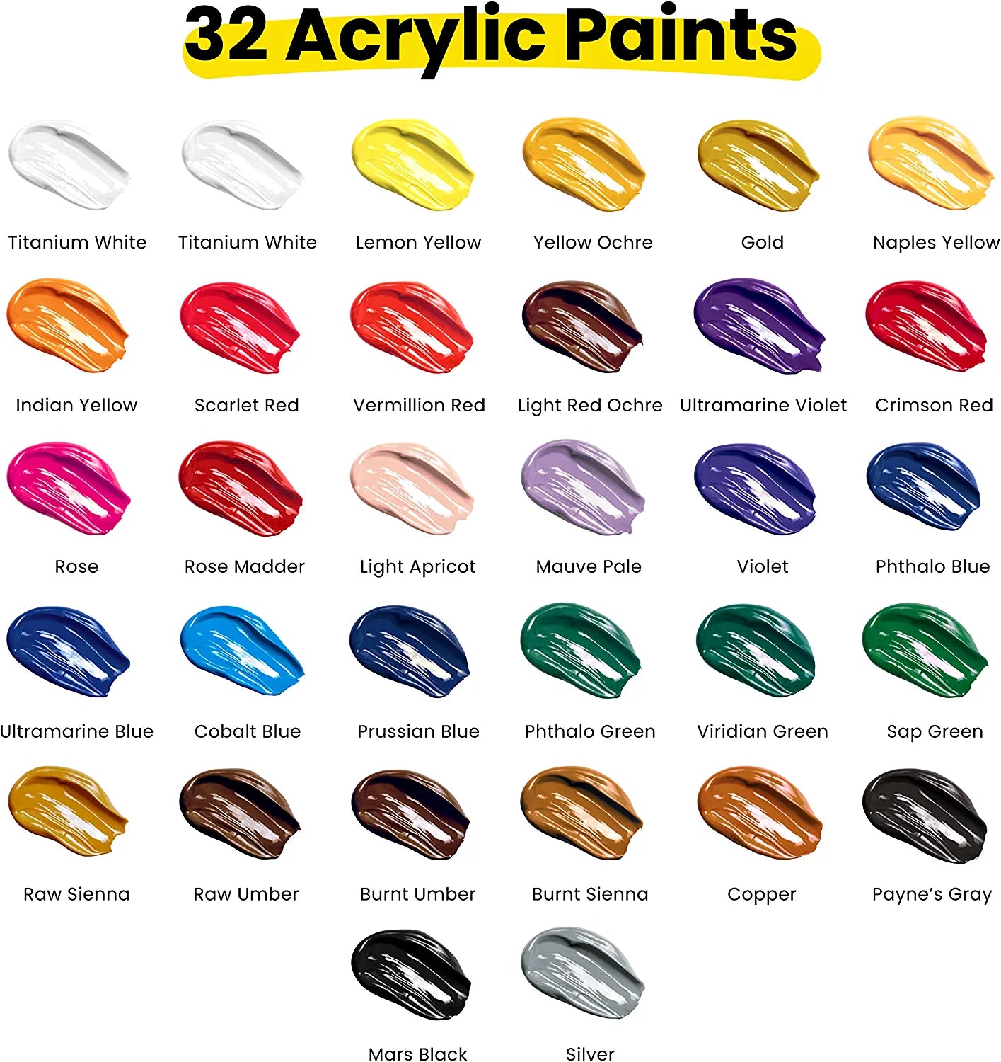 Acrylic paint set, 45 pieces