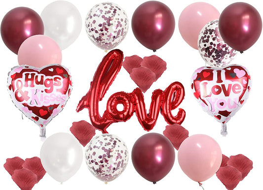 Pink red love balloons for Valentine's Day