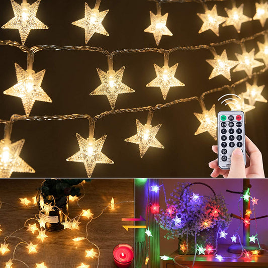 100 led star fairy lights with remote control, 2 in 1