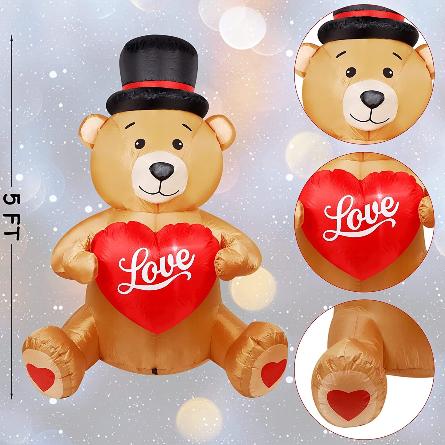 Inflatable Bear with Sweet Heart, 5 Foot