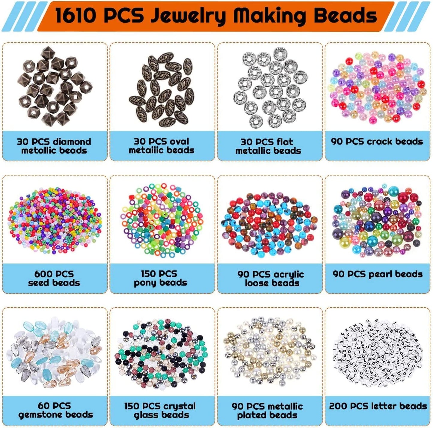 Jewelry supplies with tools, 2035 pieces