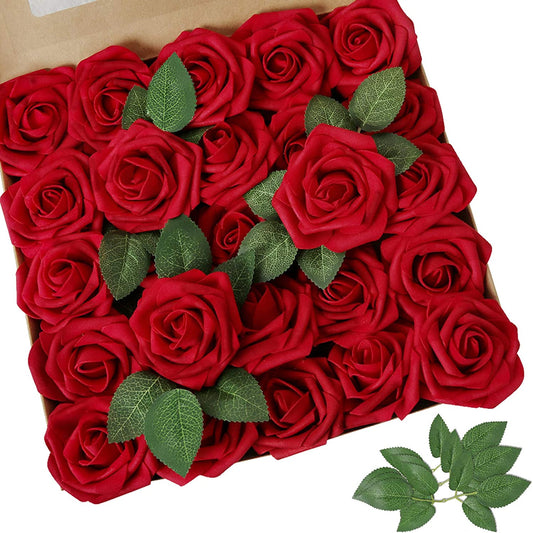 Artificial Flower Red Rose 25pcs