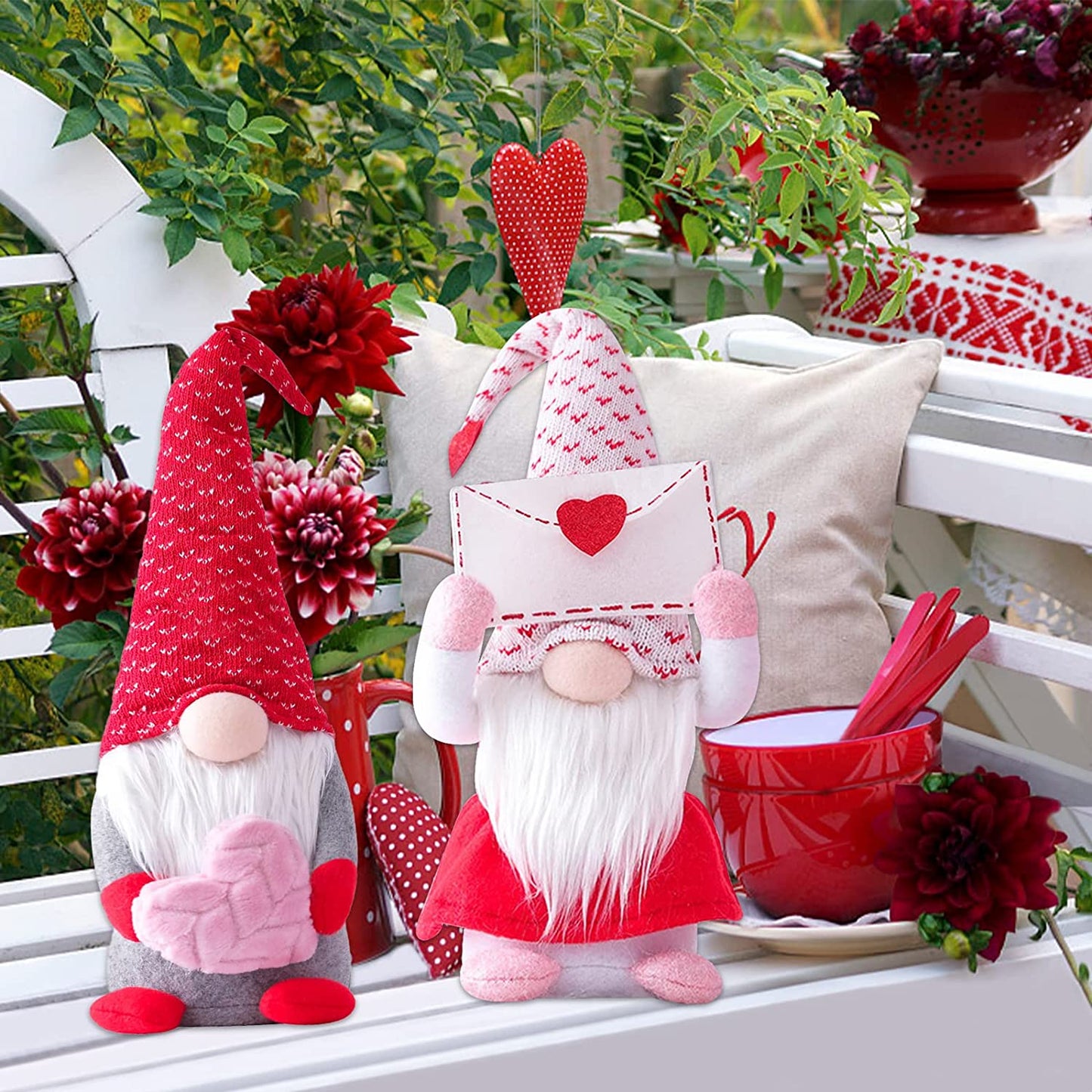 Valentines Gnomes Decorations, 2 Pieces