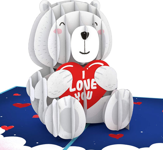 3D Pop Up Day Card,7.5" x 6",Happy Valentine's Day Bear style