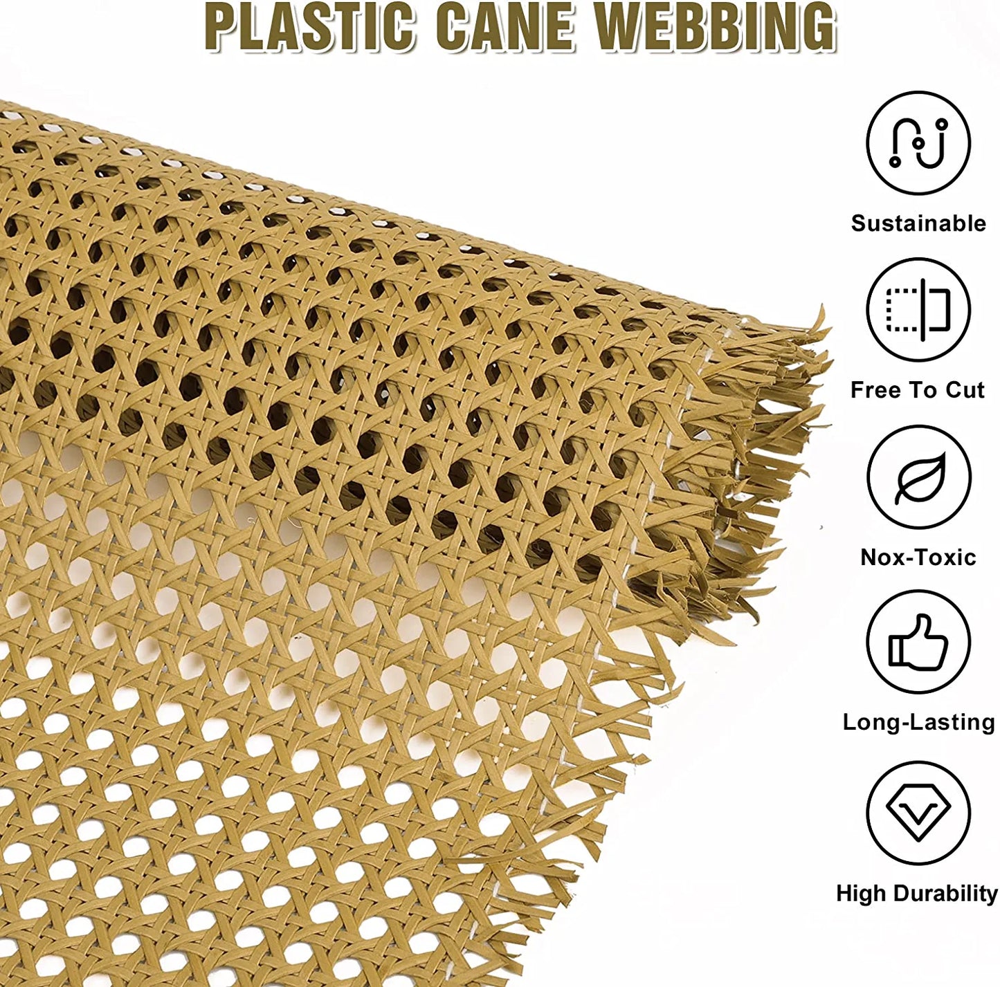 Plastic Rattan Cane Webbing, 18" x40"