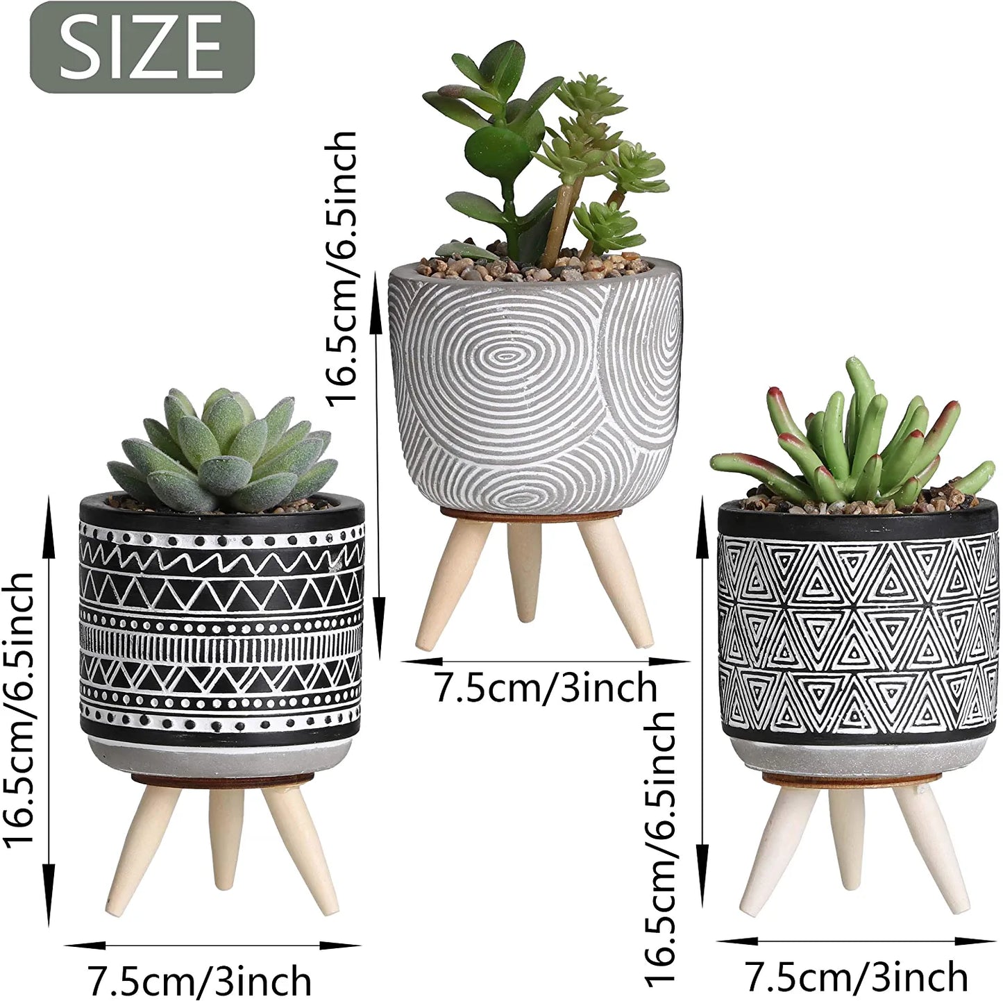 Modern Artificial Potted Plants 5x3 inches -Set of 3