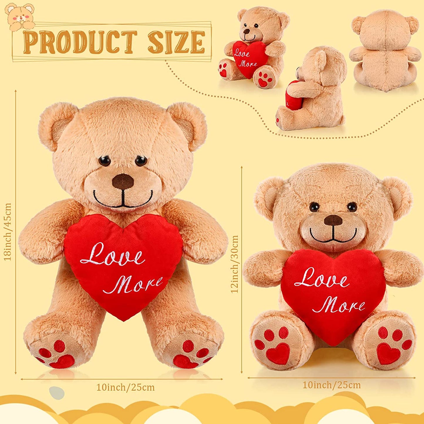 Plush Bear with Red Heart Plush for Valentine’s Day, 20"Love more