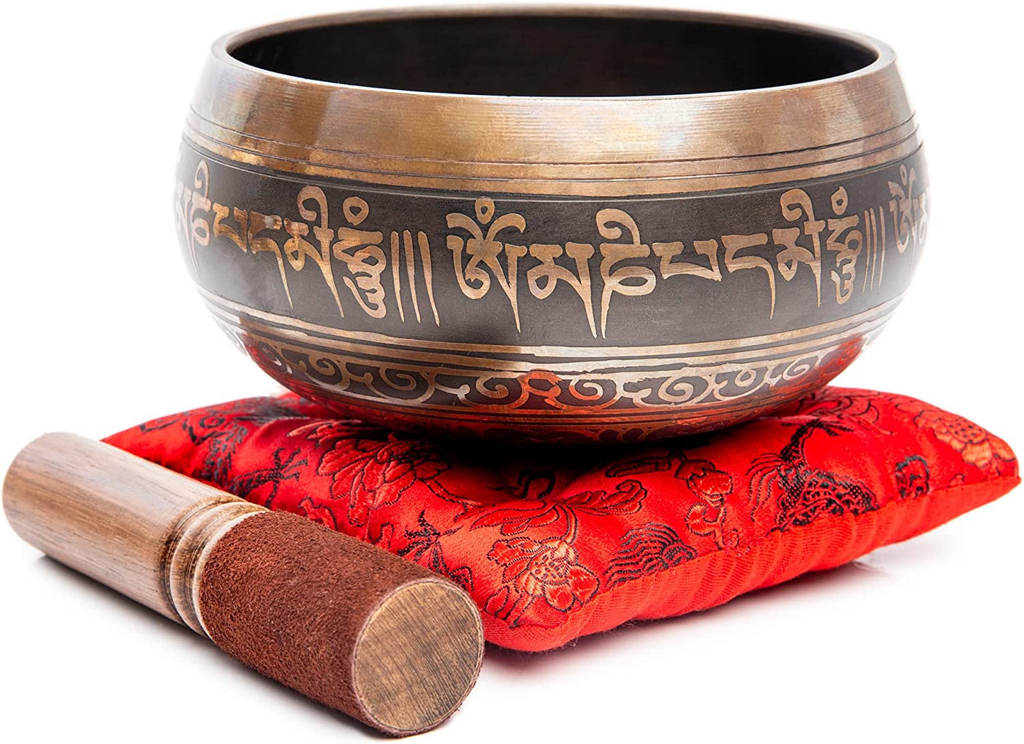 Tibetan Singing Bowl Set, Color: Brown & Red