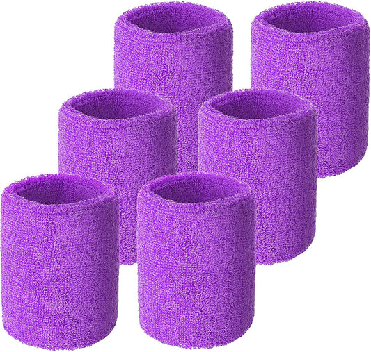 Pack of 6 exercise wrist wraps, Colour: Light Purple