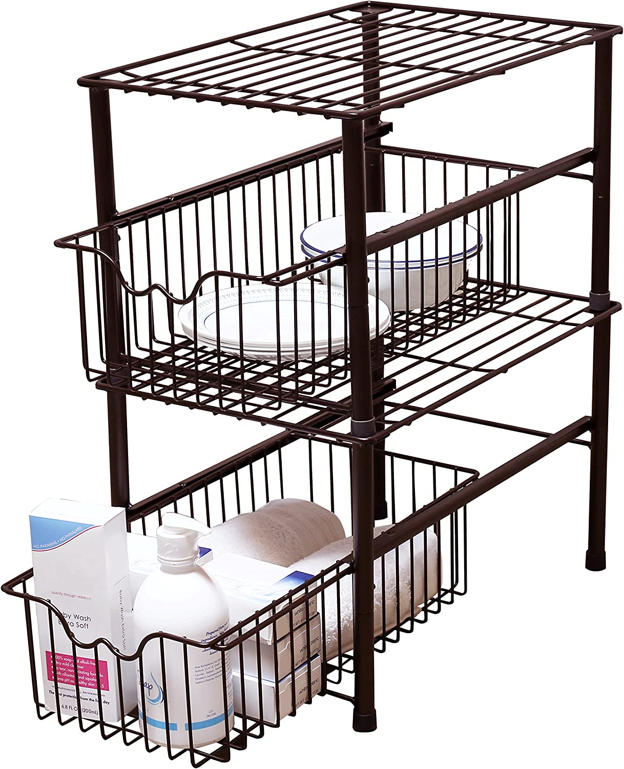 Stackable Under Sink Organizer Drawer, Bronze