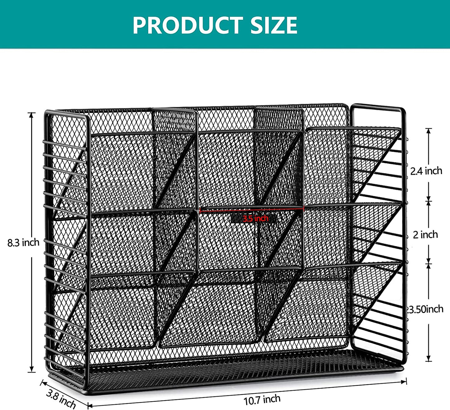 9 Compartment Multifunctional Metal Desk Organizer