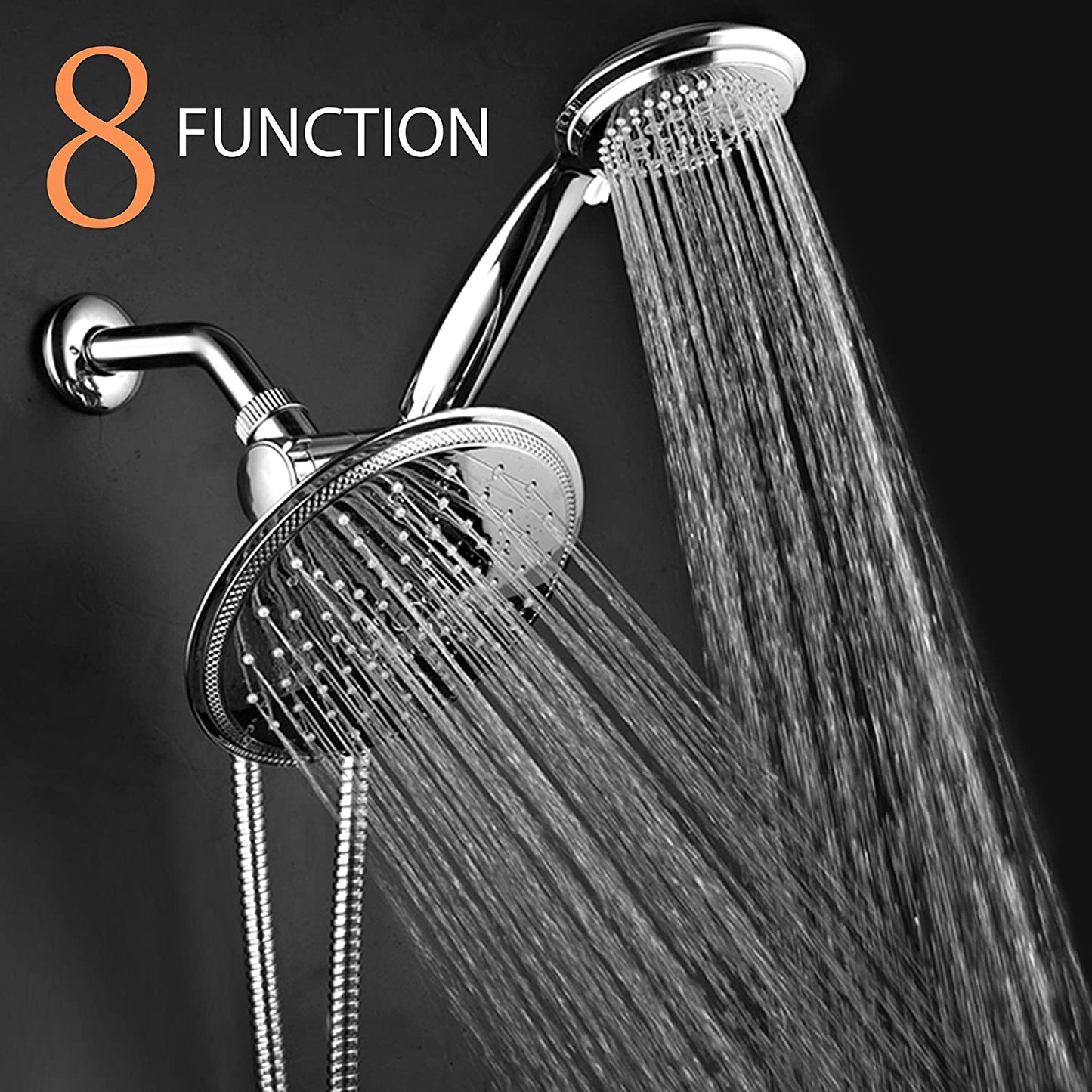 8-Setting Rainfall Shower Head and Handheld Shower Combo (Chrome)