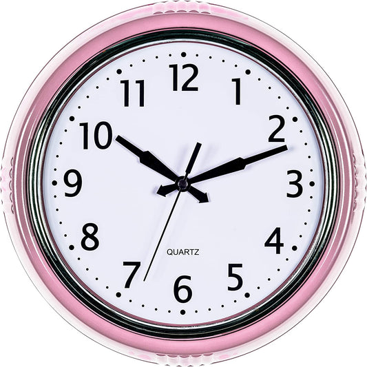 9.5 inch retro wall clock pink