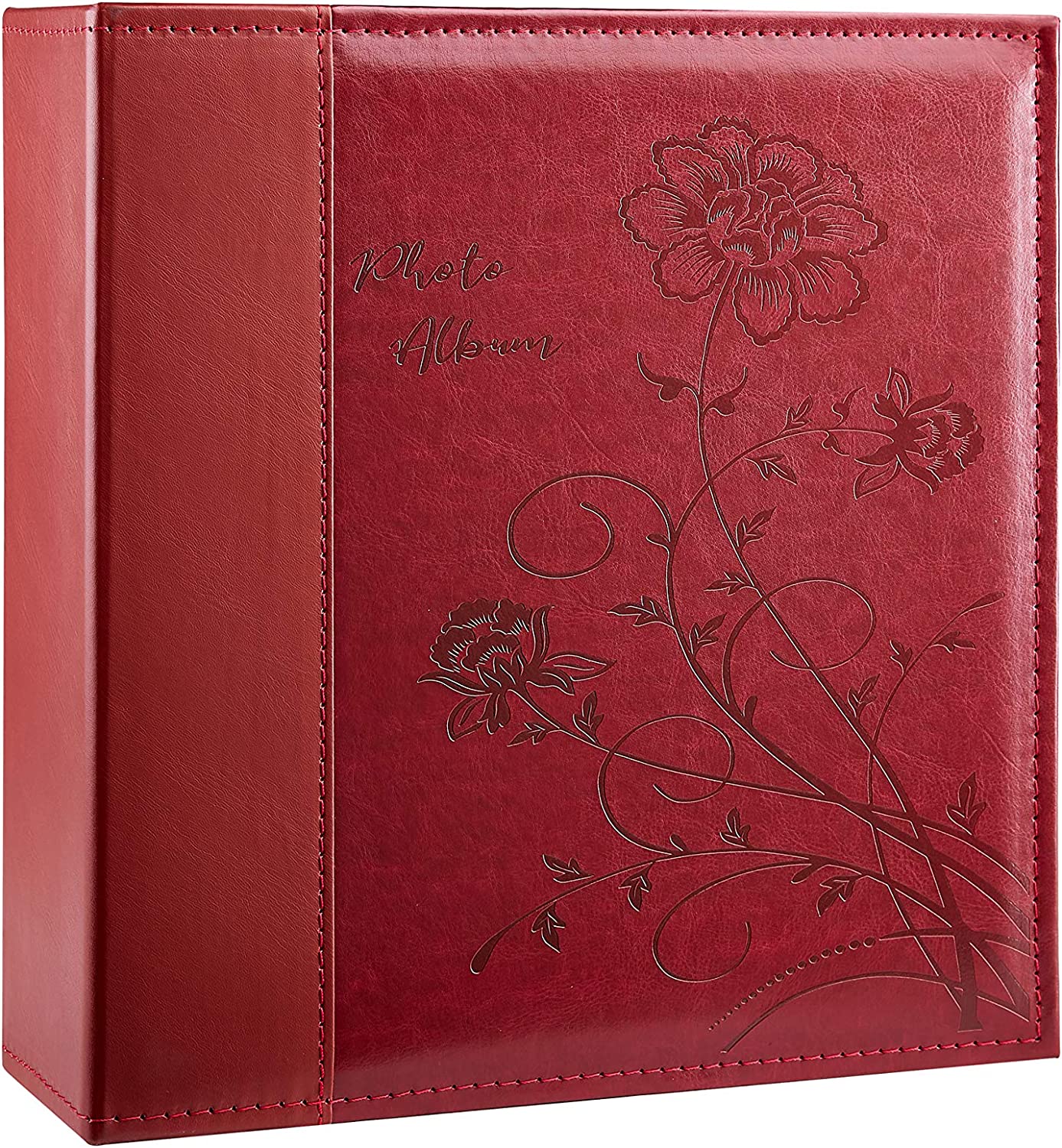 4x6 Photo Album 600 Wide Pockets, Faux Leather, Red