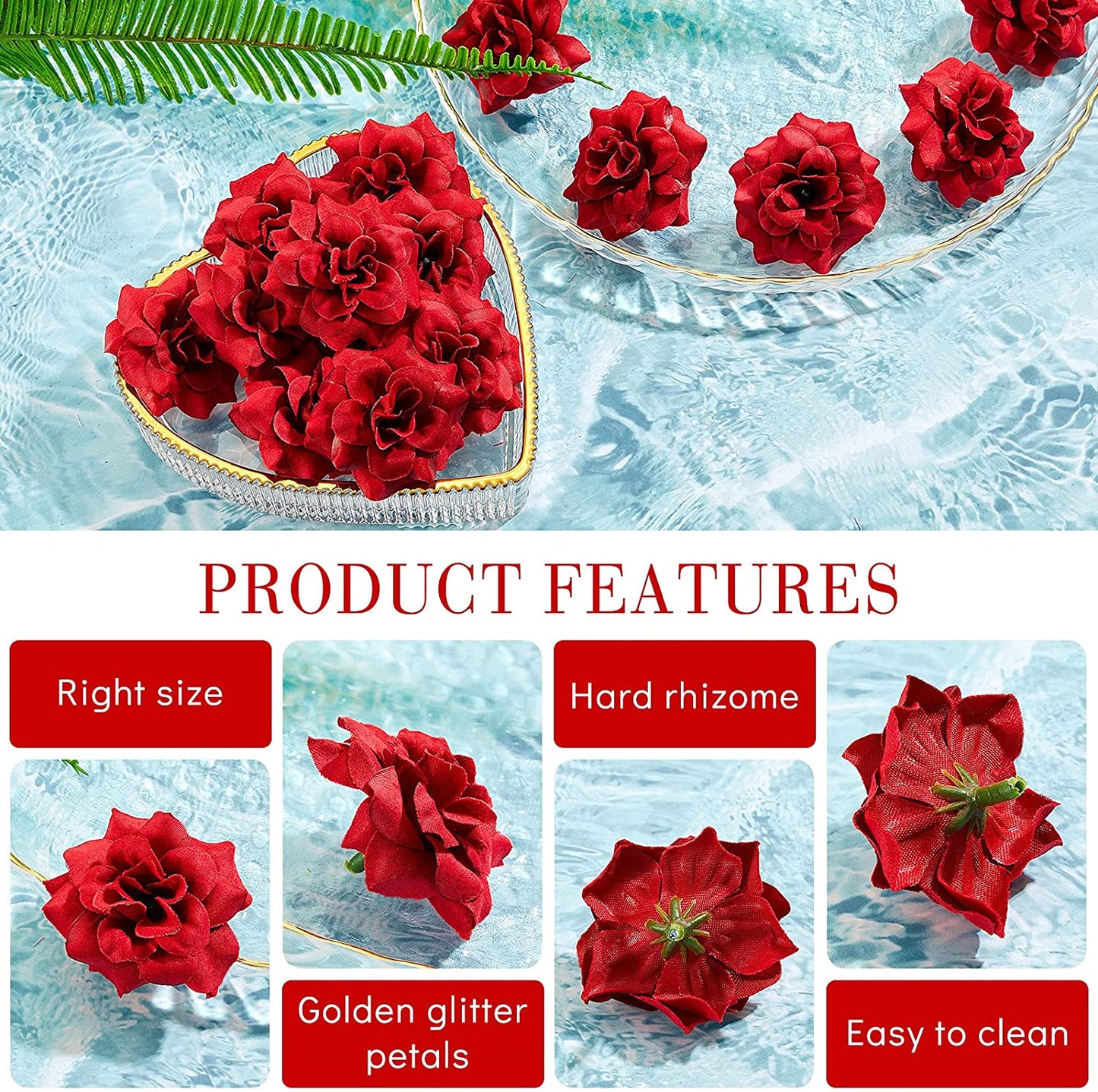 Artificial Roses Head Fake 100 pcs (Dark Red)