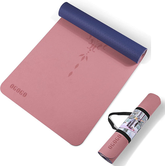 Yoga Mat Non Slip,  LxWxH 72.05 x 31.5 inches, Pink+navy blue