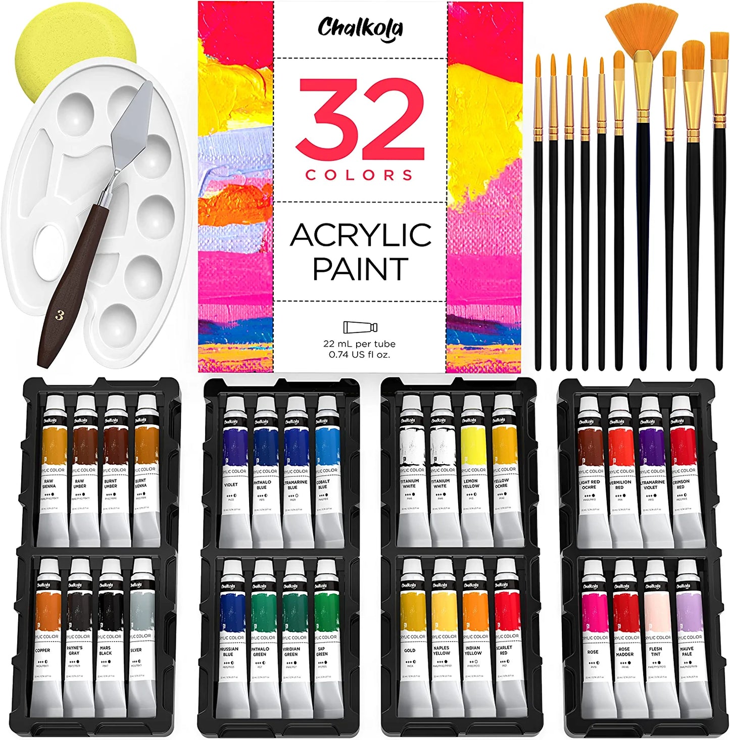 Acrylic paint set, 45 pieces