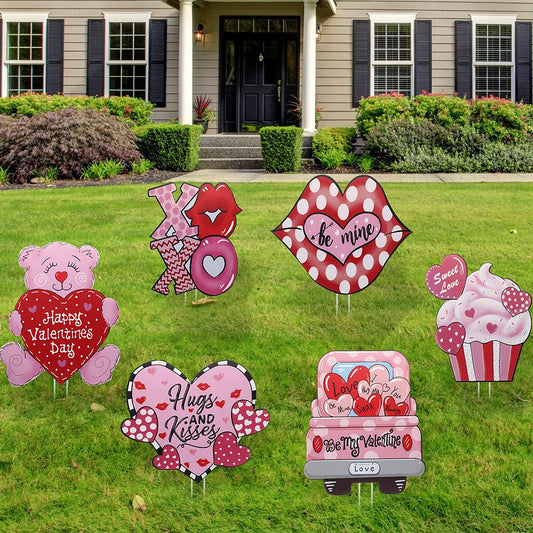 Large Valentine's Day Decorative Yard,6 pieces,15.7 x 13 Inch