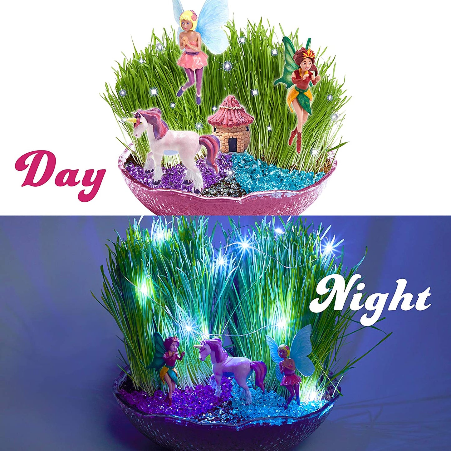 Fairy Garden Craft Kit with Enchanted Unicorn and Light-Up Fairy Lights