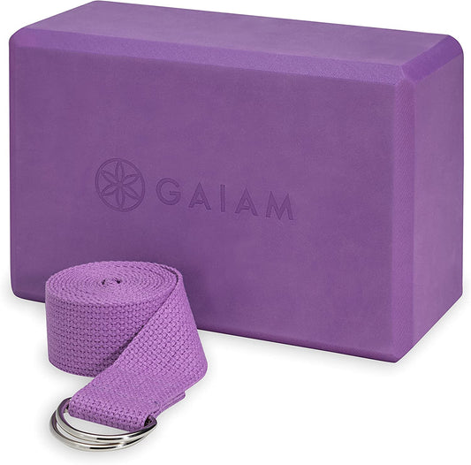 Yoga block, Strap, Foam, Purple, 4.25 x 6.75 x 10.5 inches