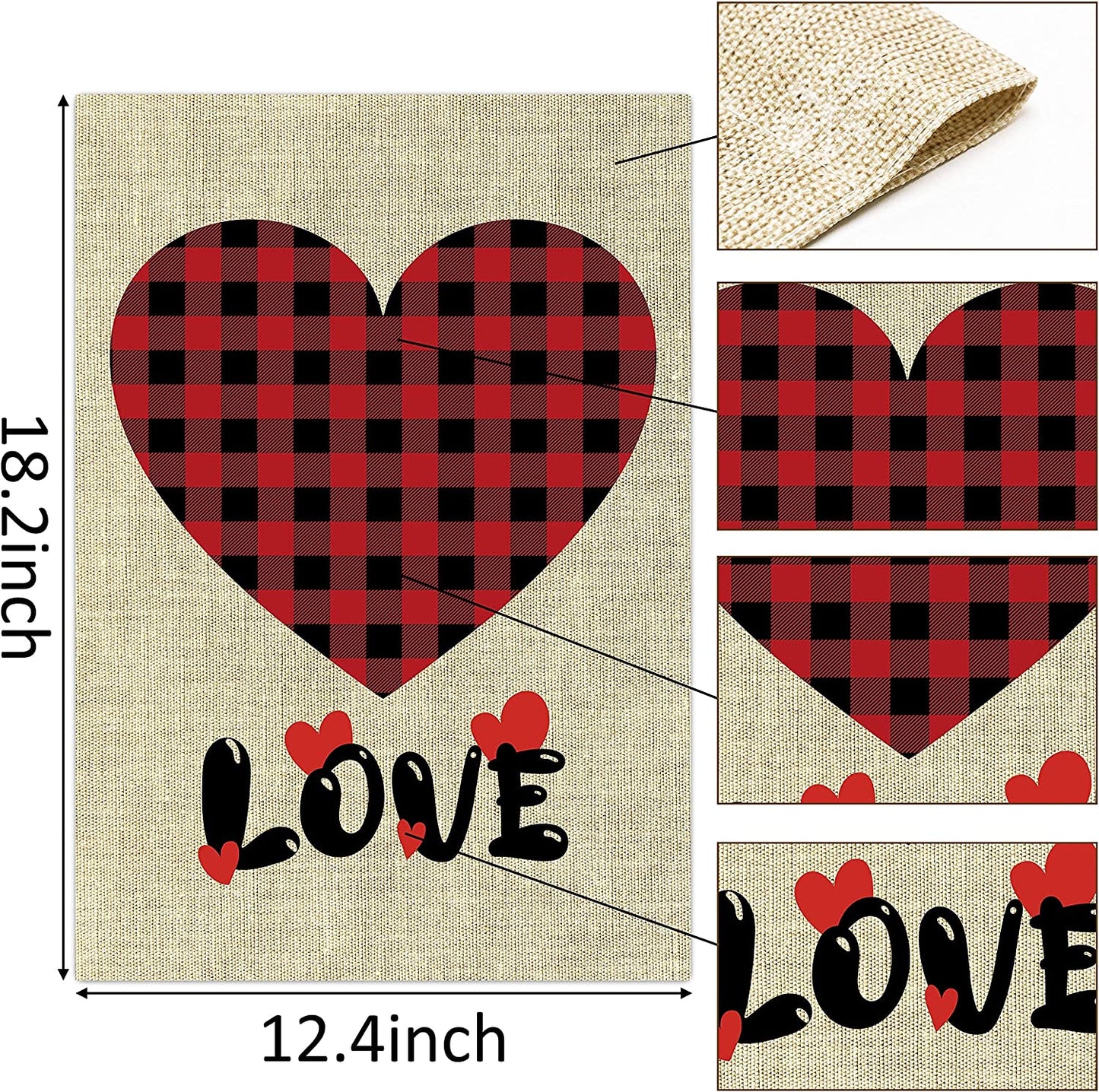 2Pcs Happy Valentine's Day Garden Flags Buffalo, 12.4 x 18.2 Inch