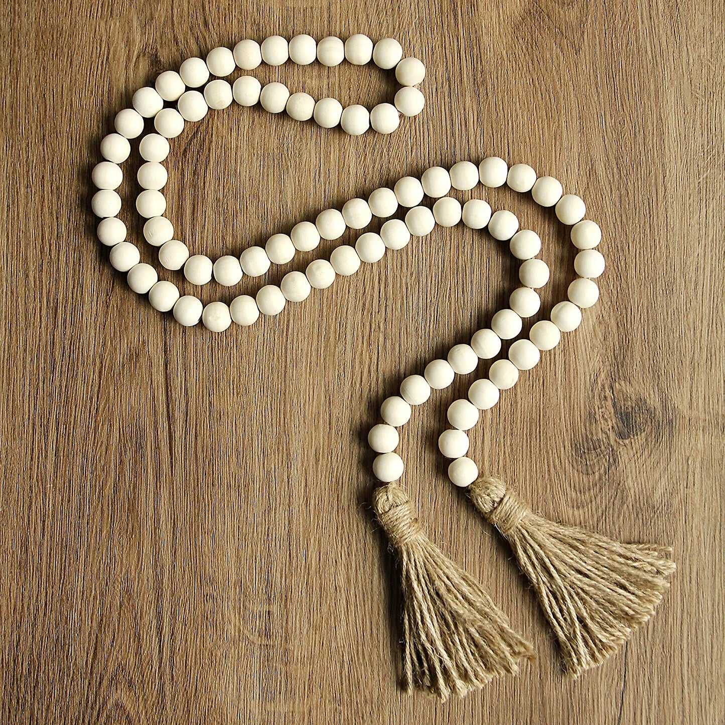 58in Wood Bead Garland with Tassels