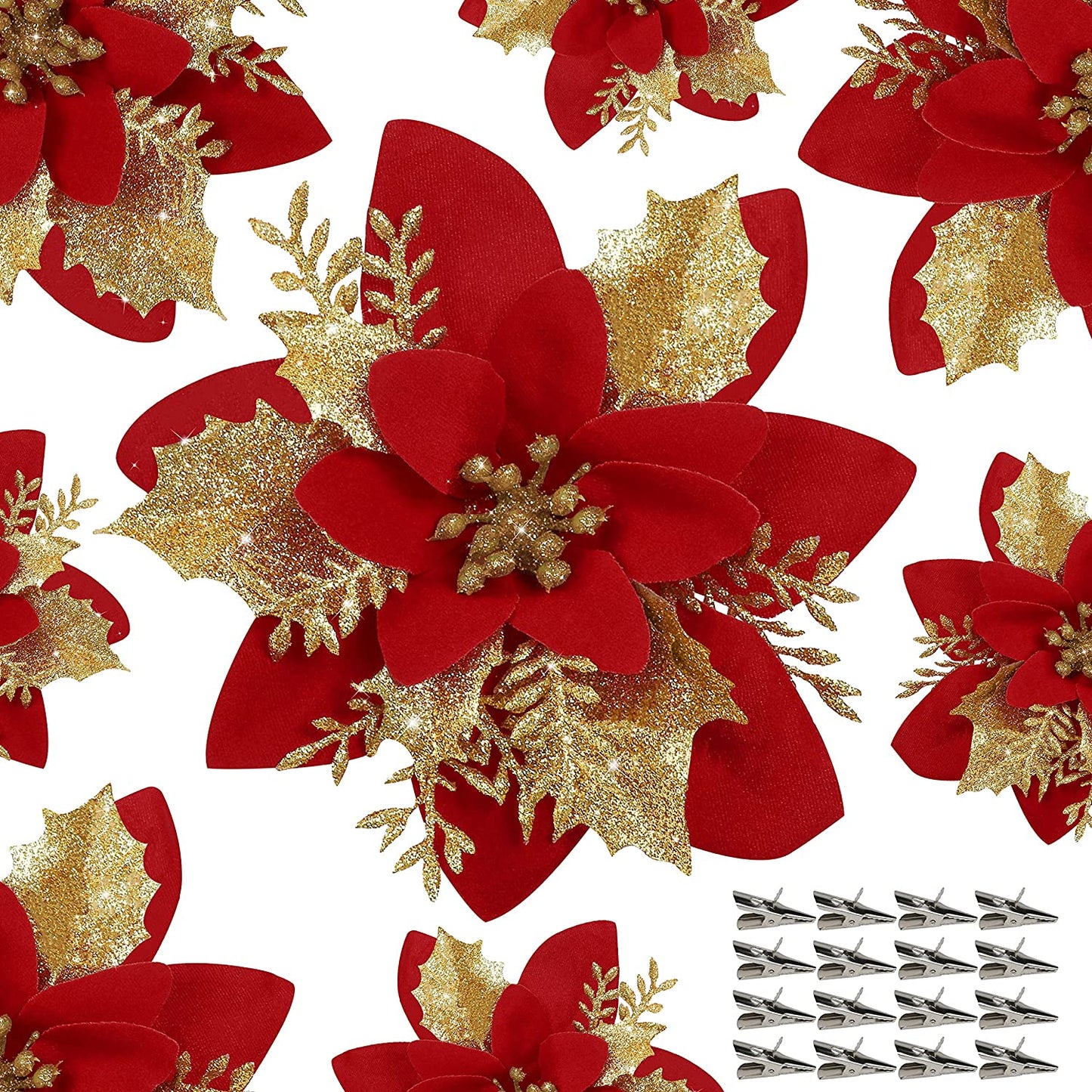 Flower Artificial Poinsettias Christmas Decorations