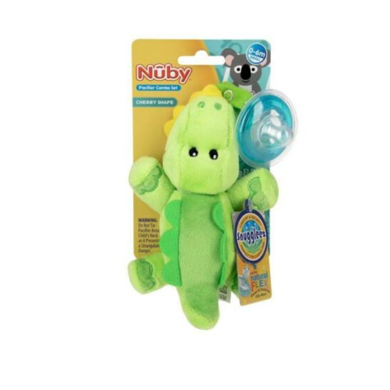 Combined set of pacifier with crocodile plush