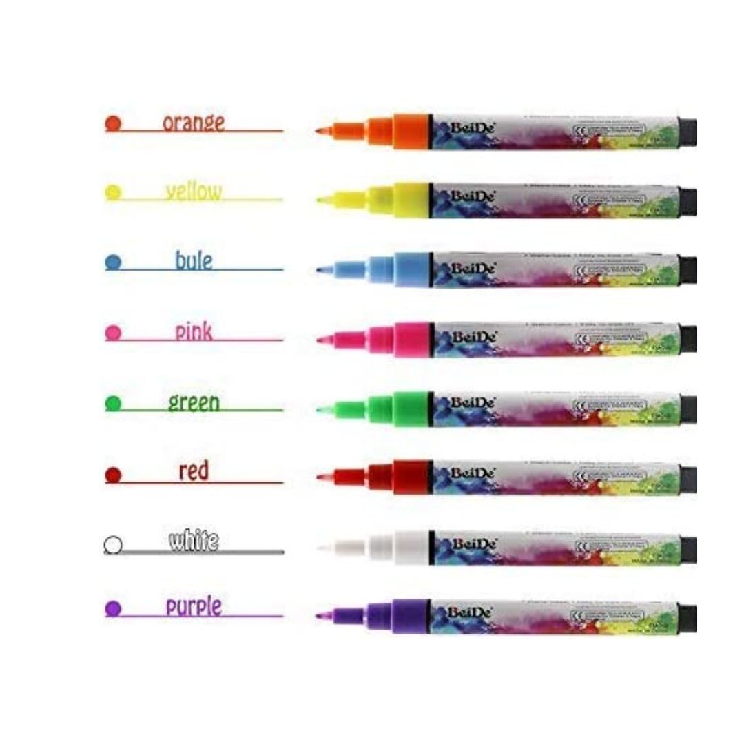 8 Colors Super Fine Tip Erasable Liquid Chalk Markers, Color: A