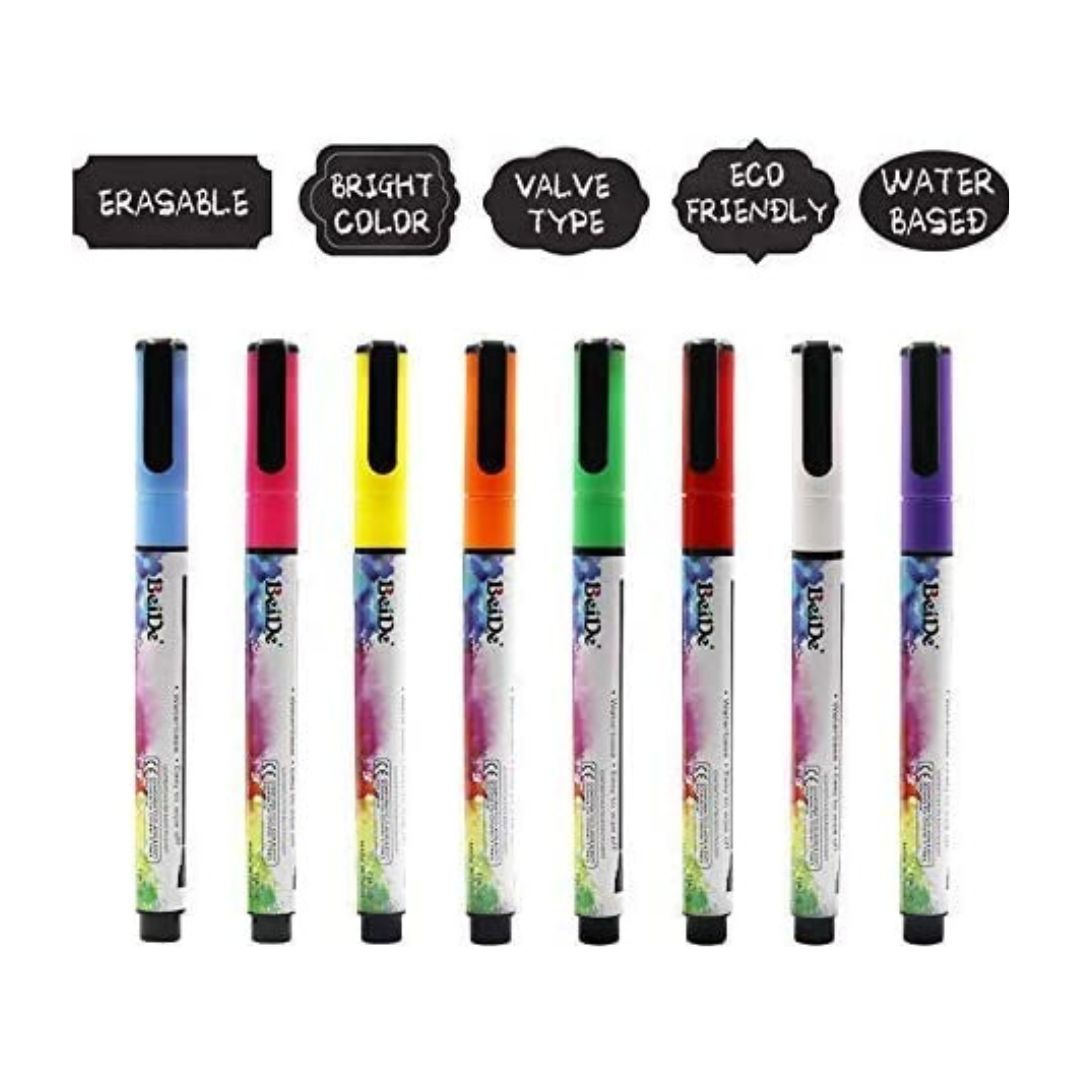 8 Colors Super Fine Tip Erasable Liquid Chalk Markers, Color: A