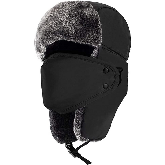 Headwear and chin strap with ear flaps and windproof mask