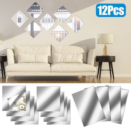 12 PCS Reflective Mirror with Wall Stickers