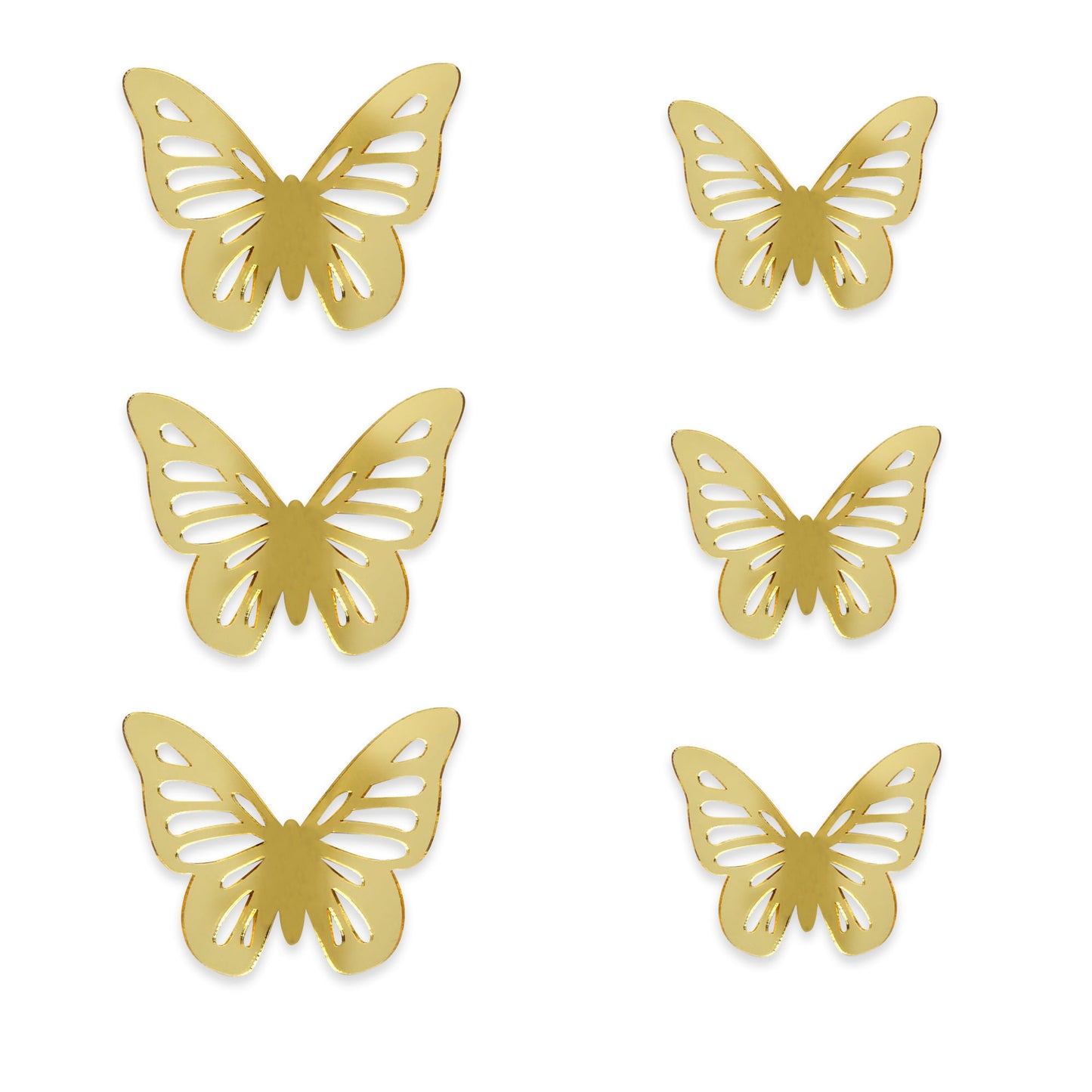 6 gold 3D butterfly wall mirror stickers