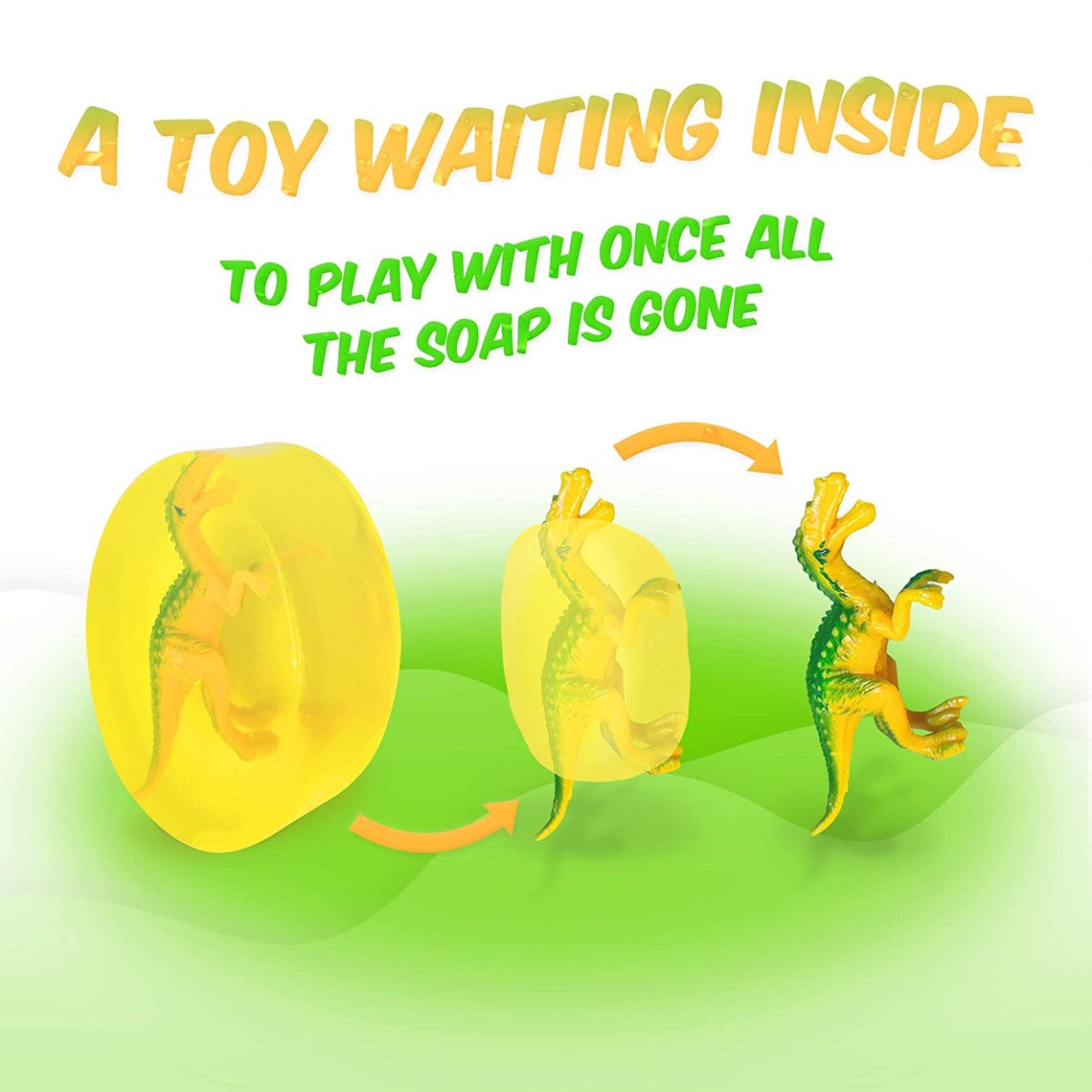 1 bar of lemon soap with DINO toy inside, for children