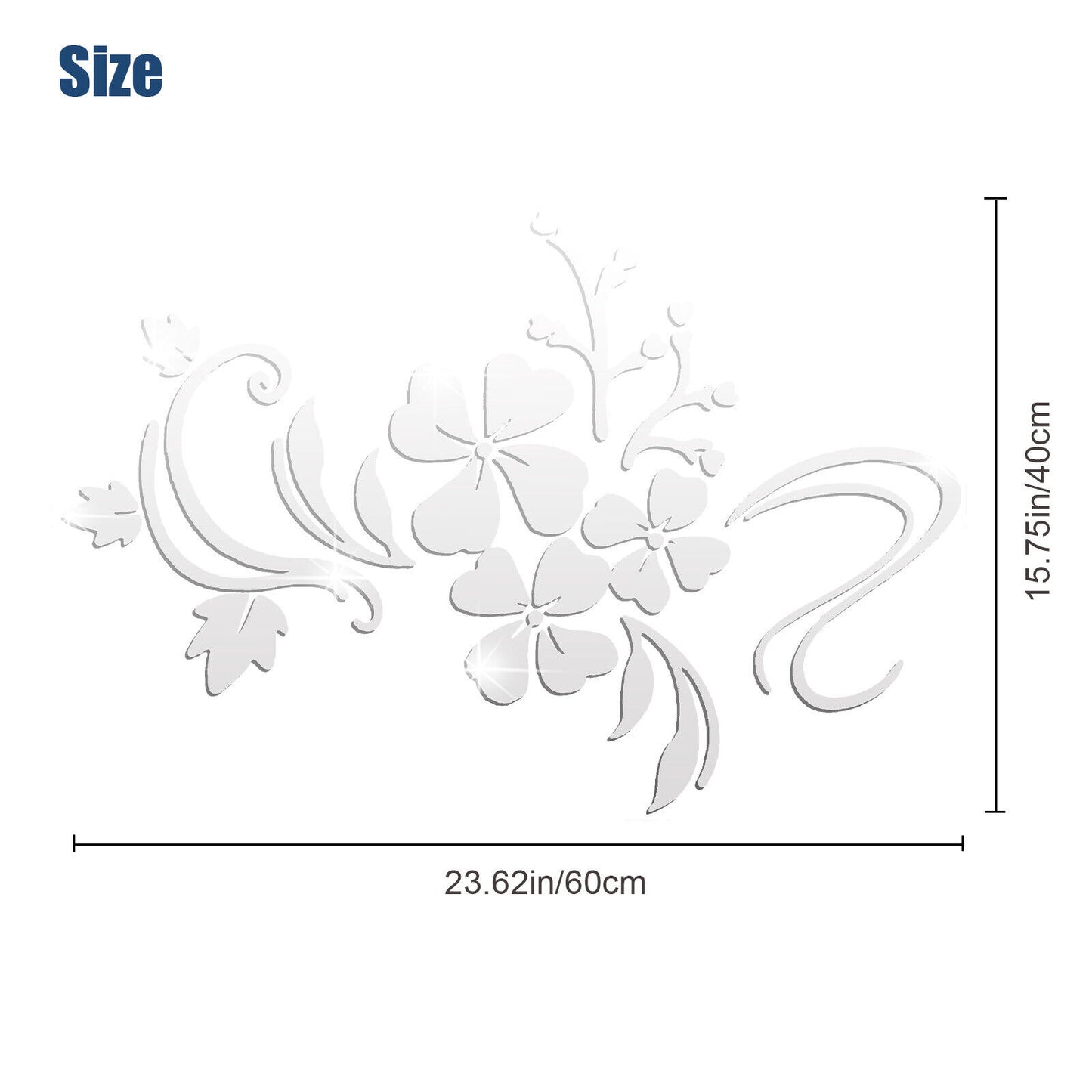 Acrylic 3D Flower Mirror Wall Sticker Home Decor, Silver