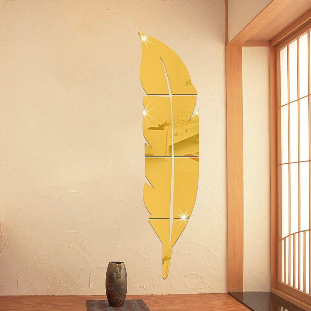 Feather Style Removable 3D Vinyl Decal Home Decor Gold