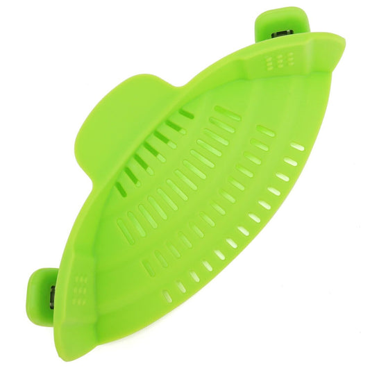 Adjustable Heat Resistant Silicone Food Strainer (Color: Green)