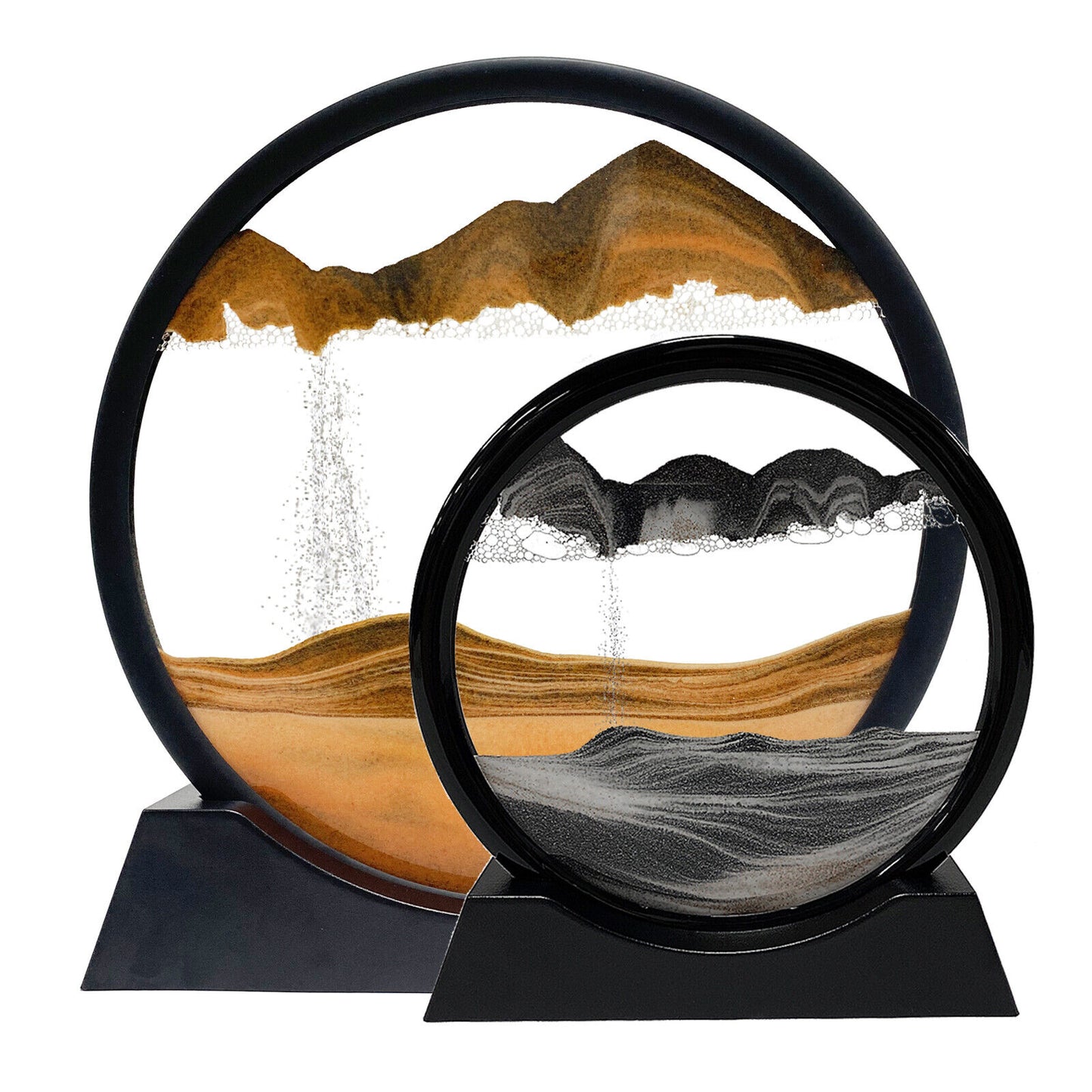 3D Moving Sand Art Picture Round Glass Clock Home Decoration