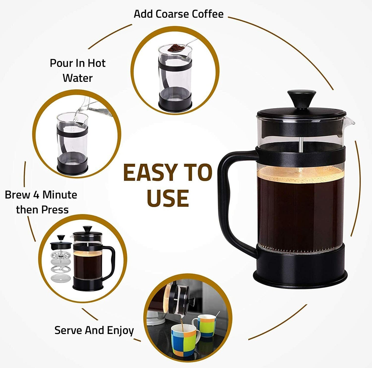 34 Oz Espresso Kettle Coffee Press with Filters