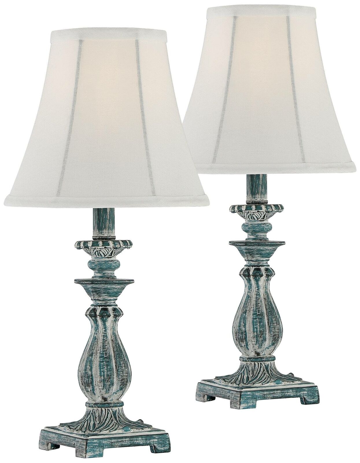 Set of 2 19" H Decorative Table Lamps, Color: Blue and White