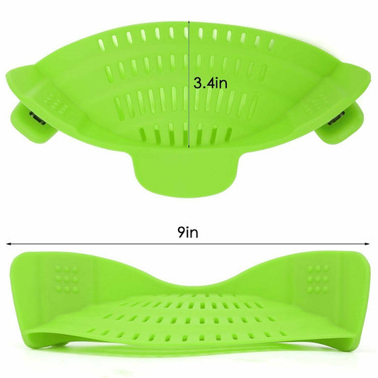 Heat Resistant Silicone Pasta Strainer, Color: Green