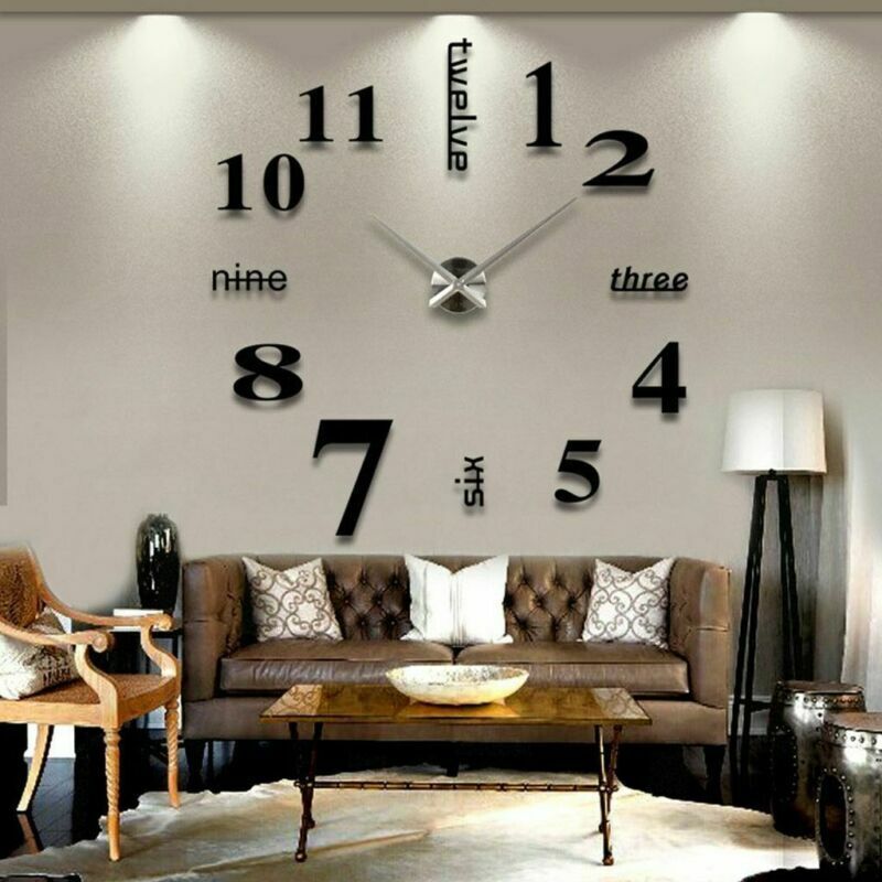 3D Mirror Surface Large, Wall Clock Sticker Home Decor