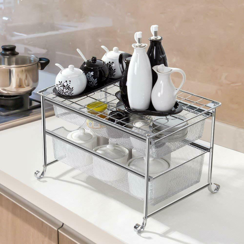 2 Tier Under Sink Organizer with Sliding Storage Drawer