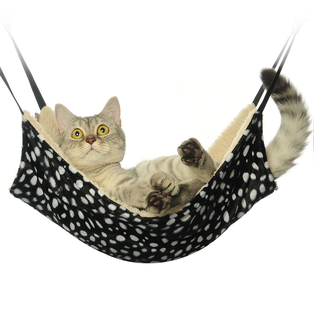 large leopard skin hammock for pet, black