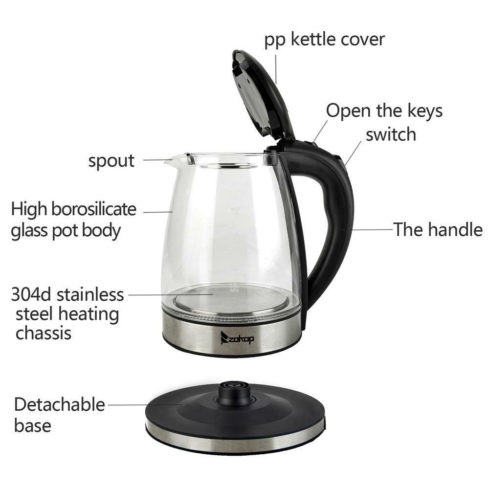 1.8L LED Light Glass Electric Kettle